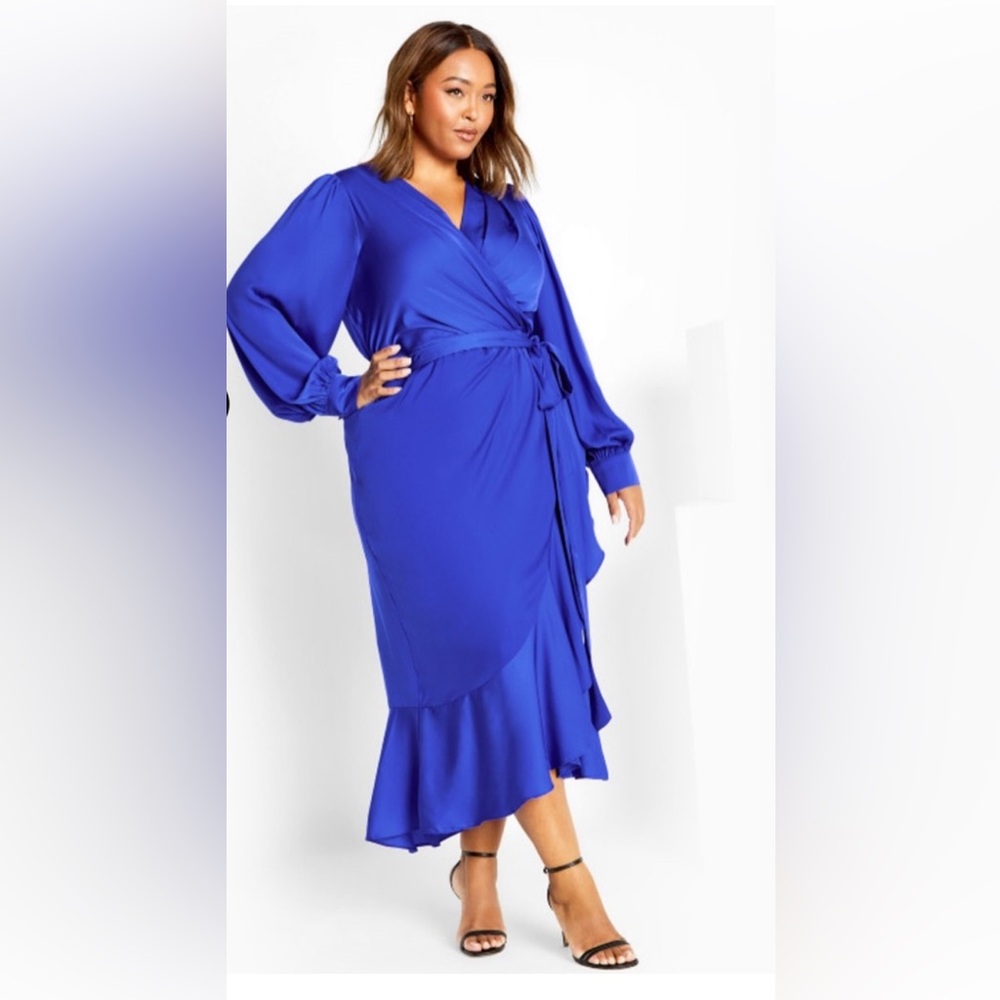 Elegant Blue City Chic Wrap Dress